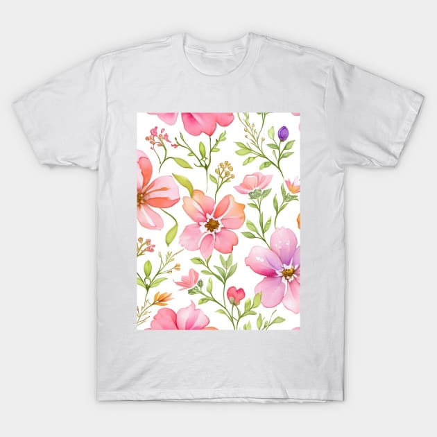 Wild flowers, Flowers pattern T-Shirt by Salasala